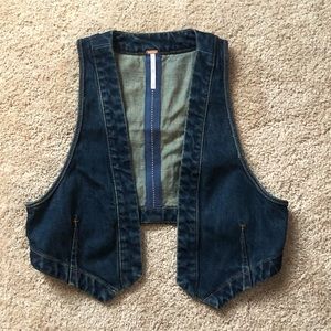 Free People Cropped Denim Vest XS